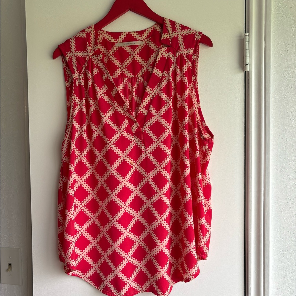 41 Hawthorn Red and Cream Patterned Blouse